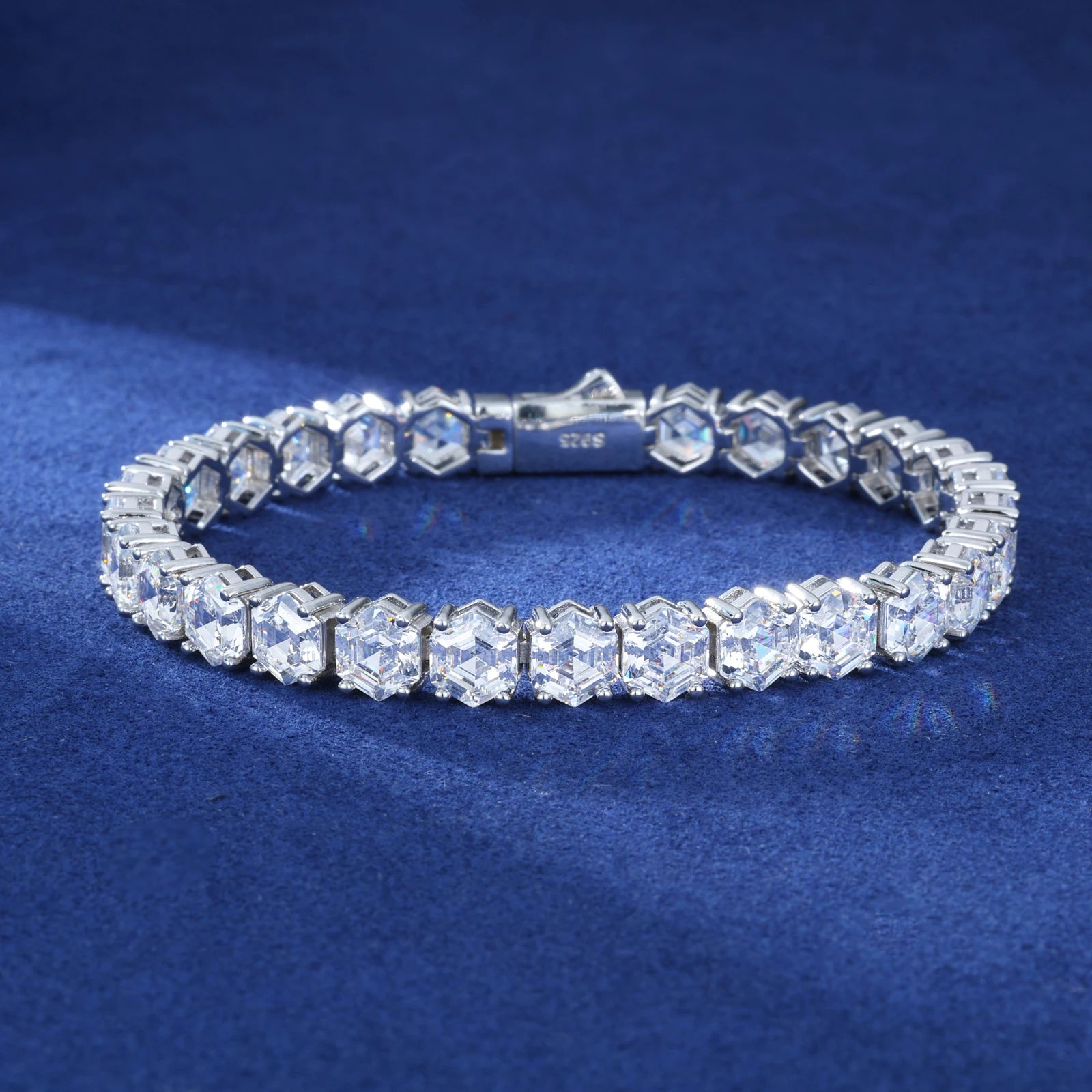 S925 Asscher Tennis Bracelet 18K Gold/White Gold Plated
