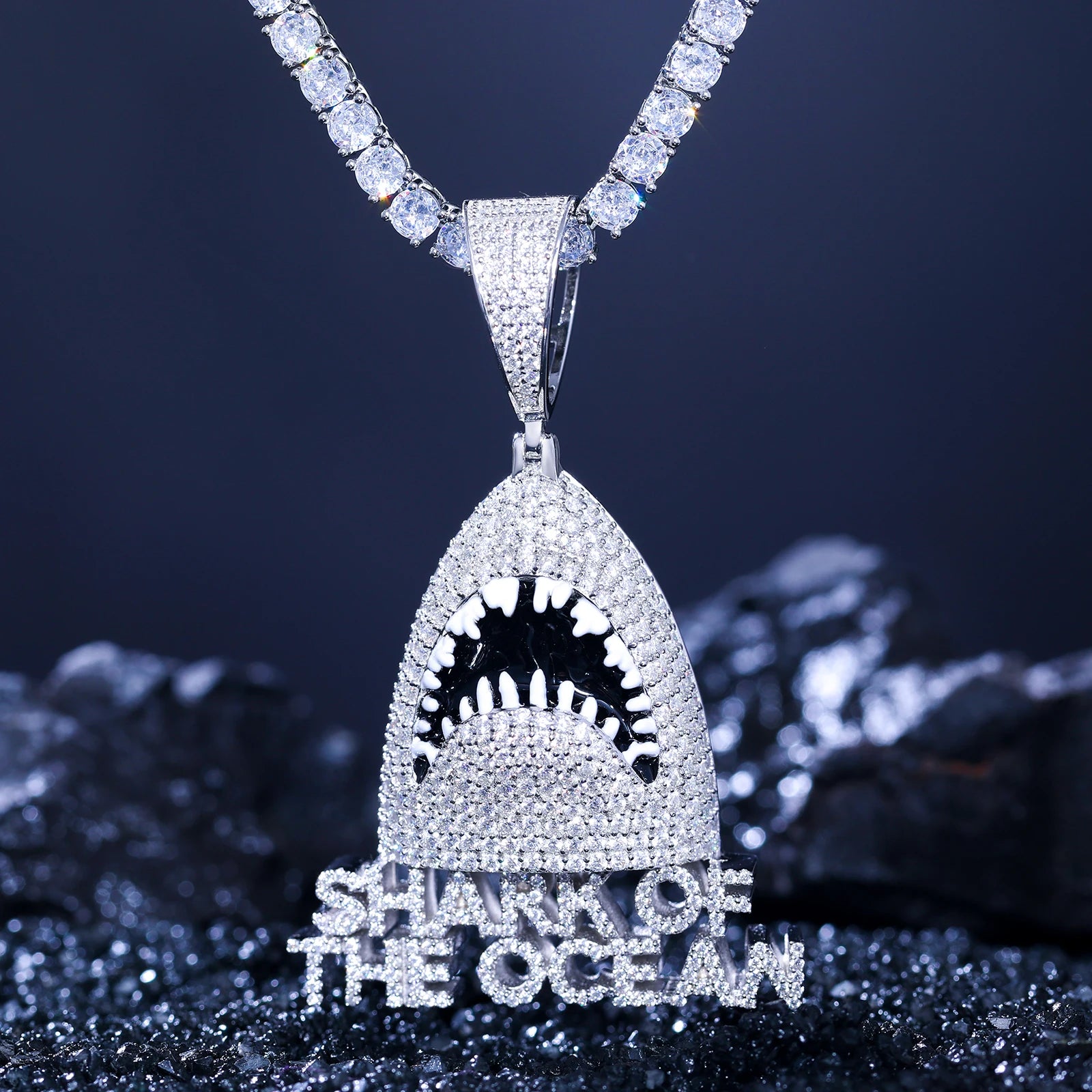 S925 Moissanite Shark Of The Ocean Pendant - Icedgame & Co