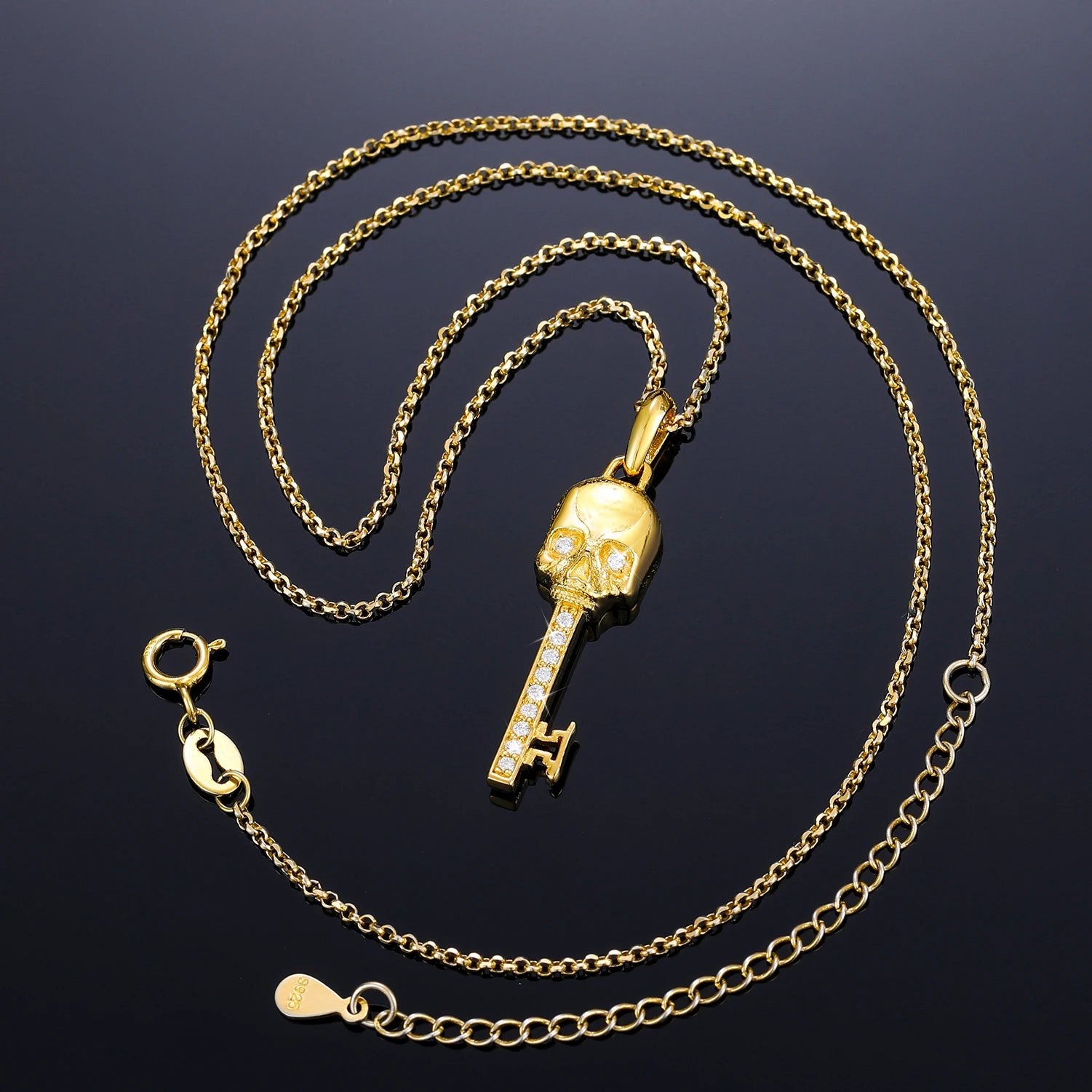S925 Moissanite Skull Key Pendant - Icedgame & Co