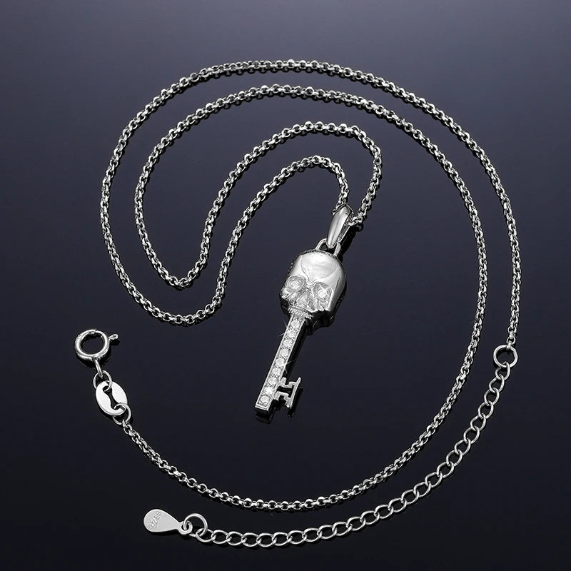 S925 Moissanite Skull Key Pendant - Icedgame & Co