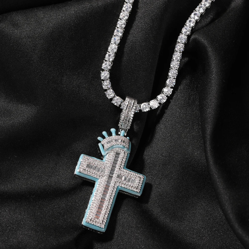 CROWN BAIL LAYERED LIMINOUS CROSS PENDANT