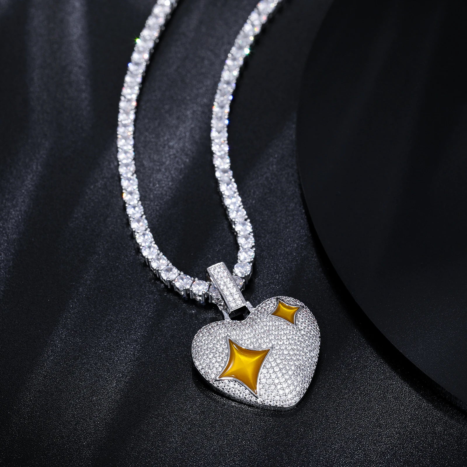 S925 Moissanite Bronze Diamond Heart Pendant - Icedgame & Co
