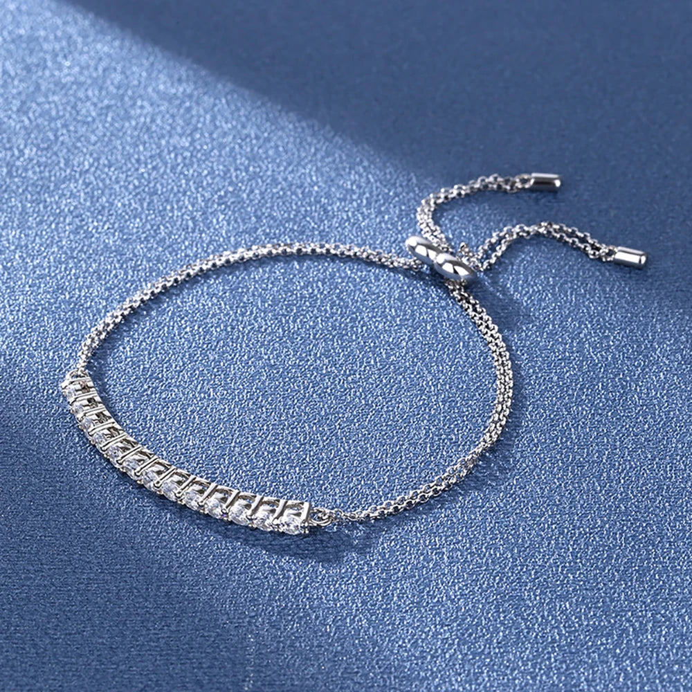 3mm Women's S925 Moissanite Adjustable Tennis Bracelet - 1.3 Carat