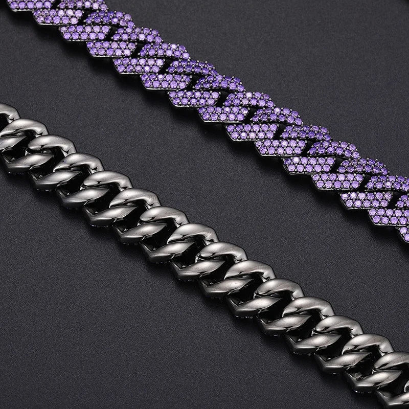 14mm Purple Diamond Cuban Link Chain Necklace - Icedgame & Co
