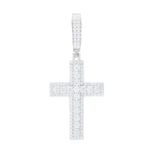 S925 Moissanite Halo Paved Diamond Cross Pendant