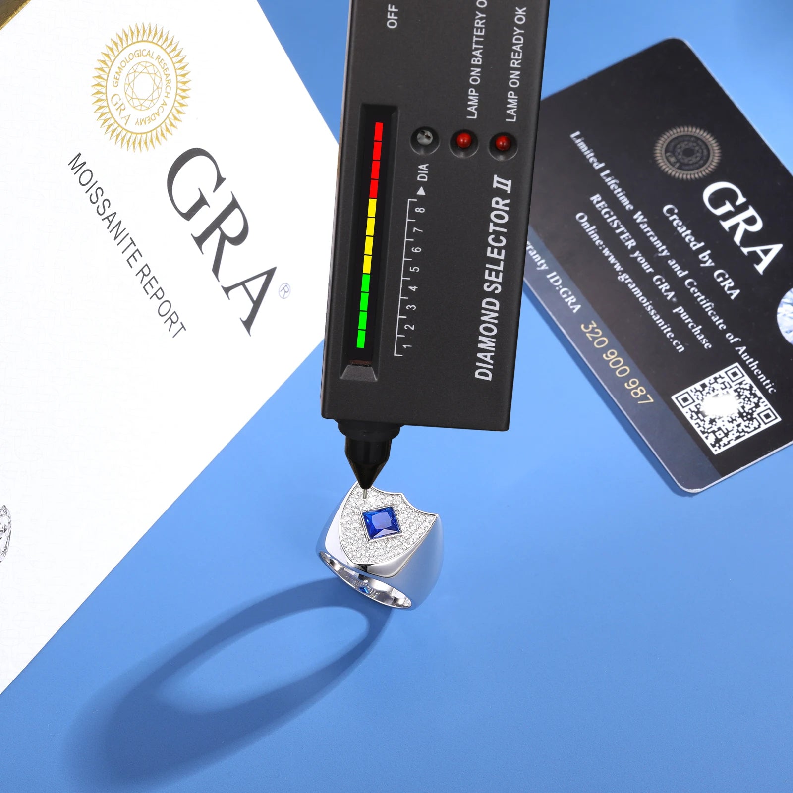 S925 Moissanite Blue Shield Ring - Icedgame & Co