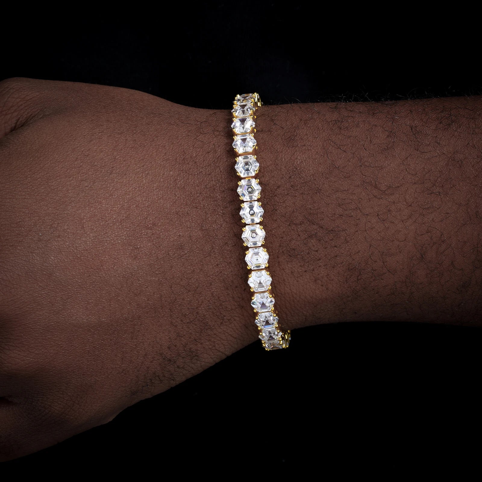 S925 Asscher Tennis Bracelet 18K Gold/White Gold Plated