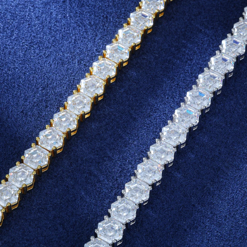 S925 Asscher Tennis Bracelet 18K Gold/White Gold Plated