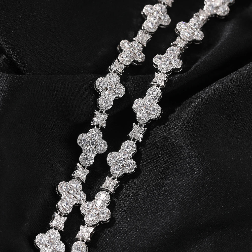 Rounded Cross Pave Star Chain - 10mm - Icedgame & Co
