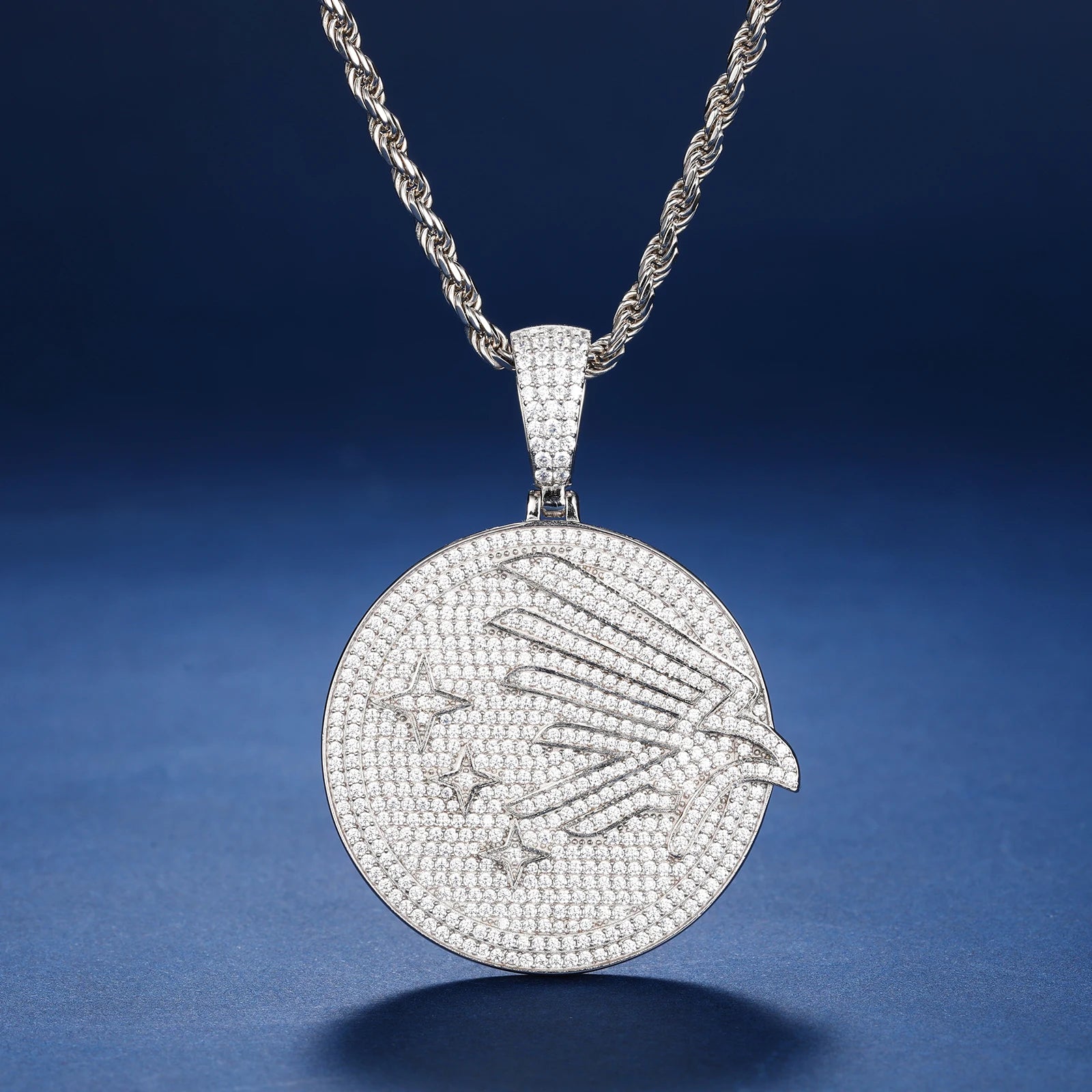 S925 Moissanite Eagle Coin Pendant