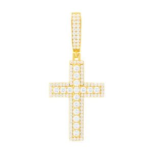 S925 Moissanite Halo Paved Diamond Cross Pendant