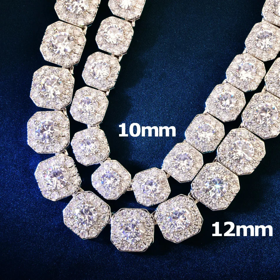 12MM CLUSTERED TENNIS NECKLACE - GOLD/WHITE GOLD - Icedgame & Co