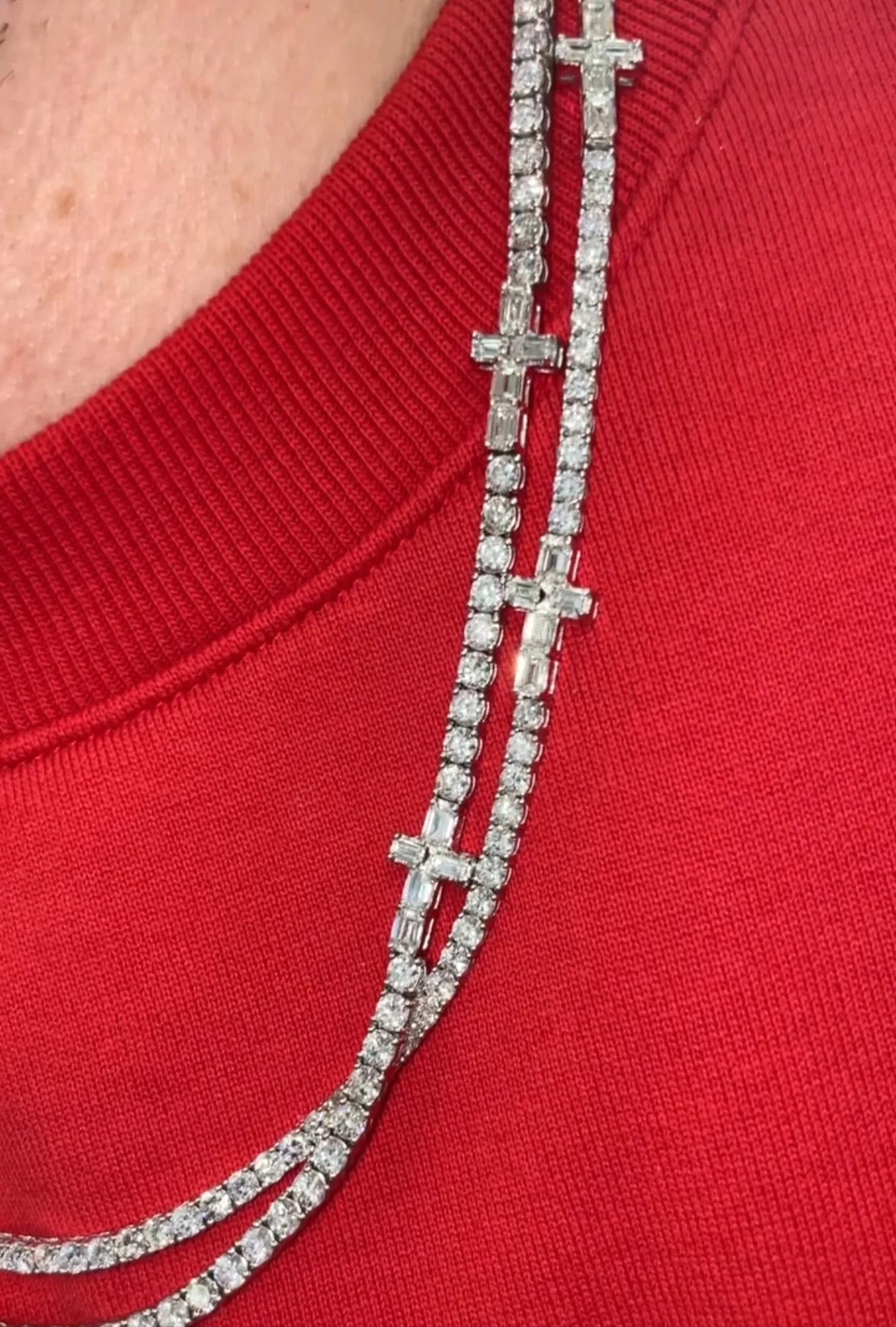 3MM Cleared-Baguette Cross Tennis Chain - Icedgame & Co
