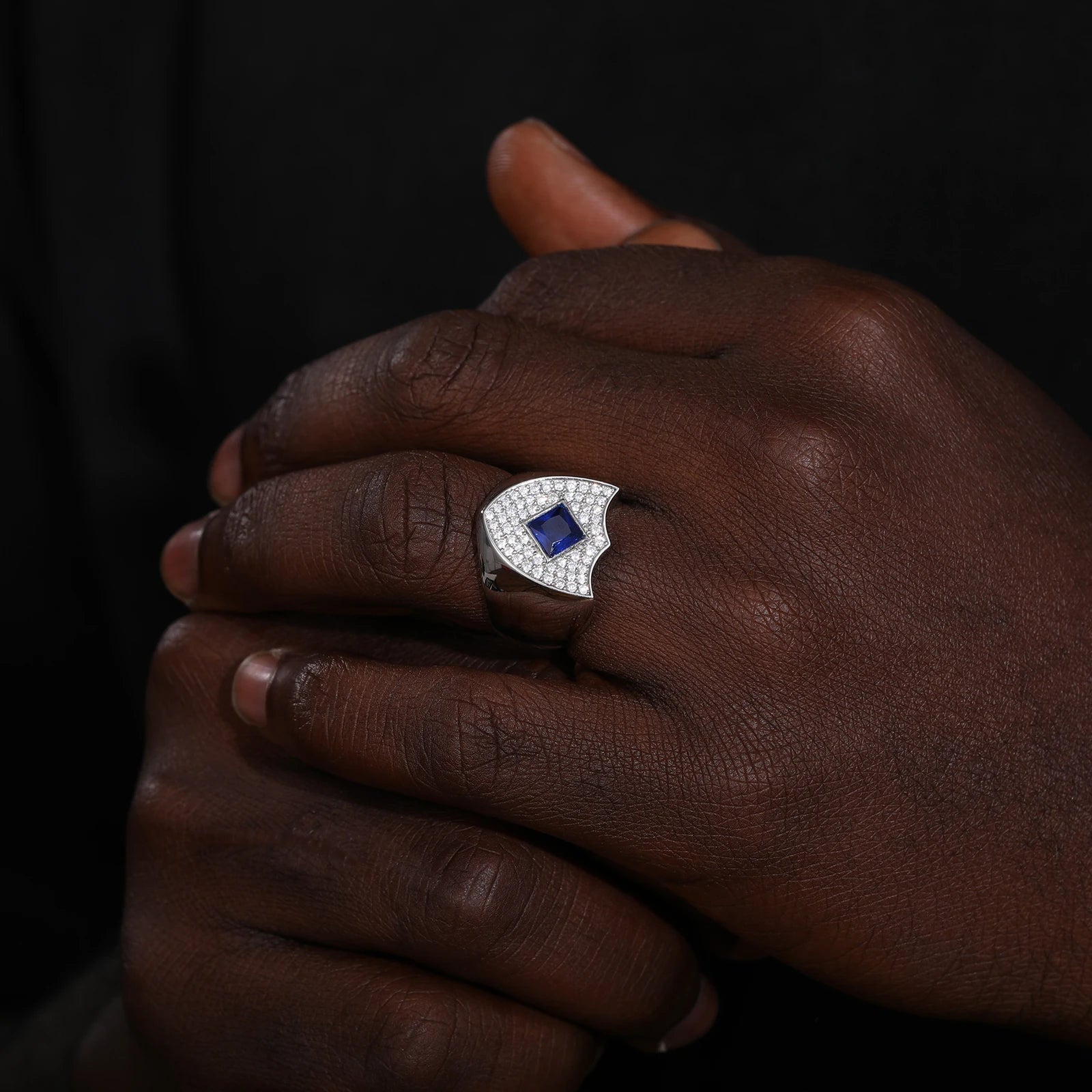 S925 Moissanite Blue Shield Ring - Icedgame & Co