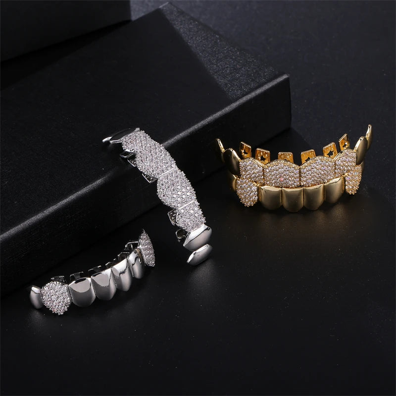 6 Tooth Iced Vamp Half Diamond Grillz