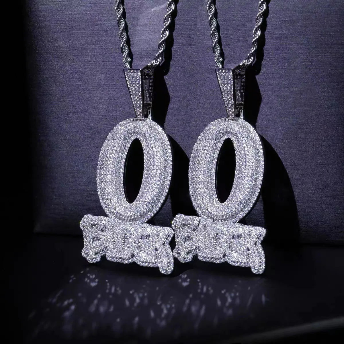 Iced Out "O Block" Pave Letter Diamond Pendant