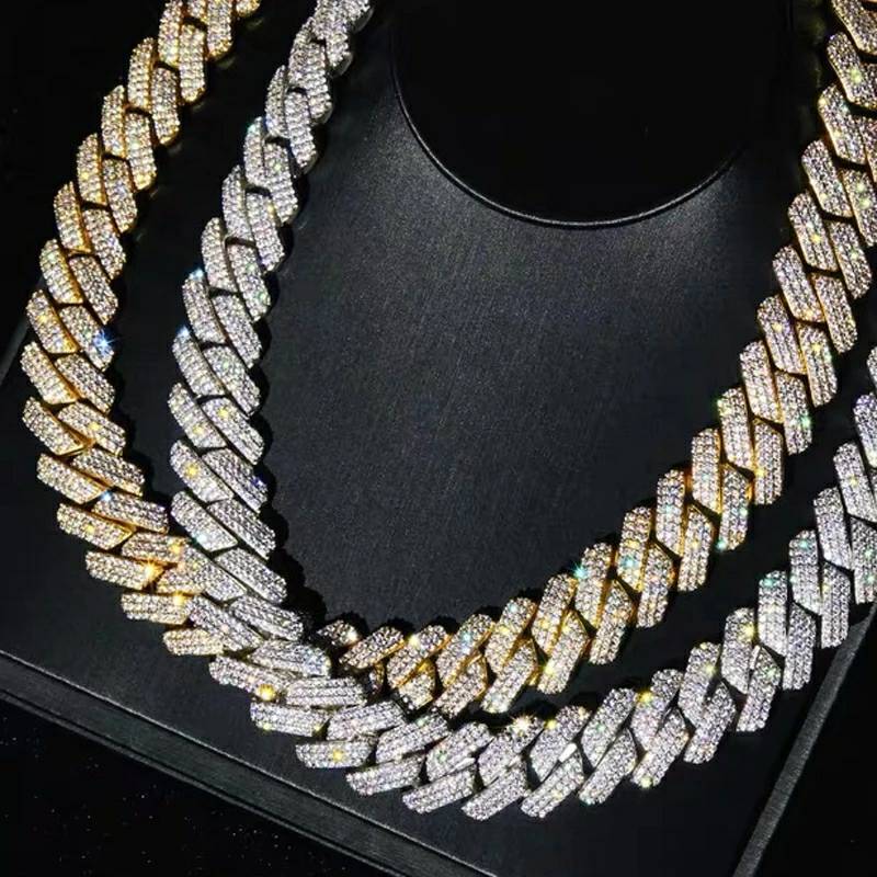 (19mm) 3 Rows Diamond Prong Cuban Link Necklace