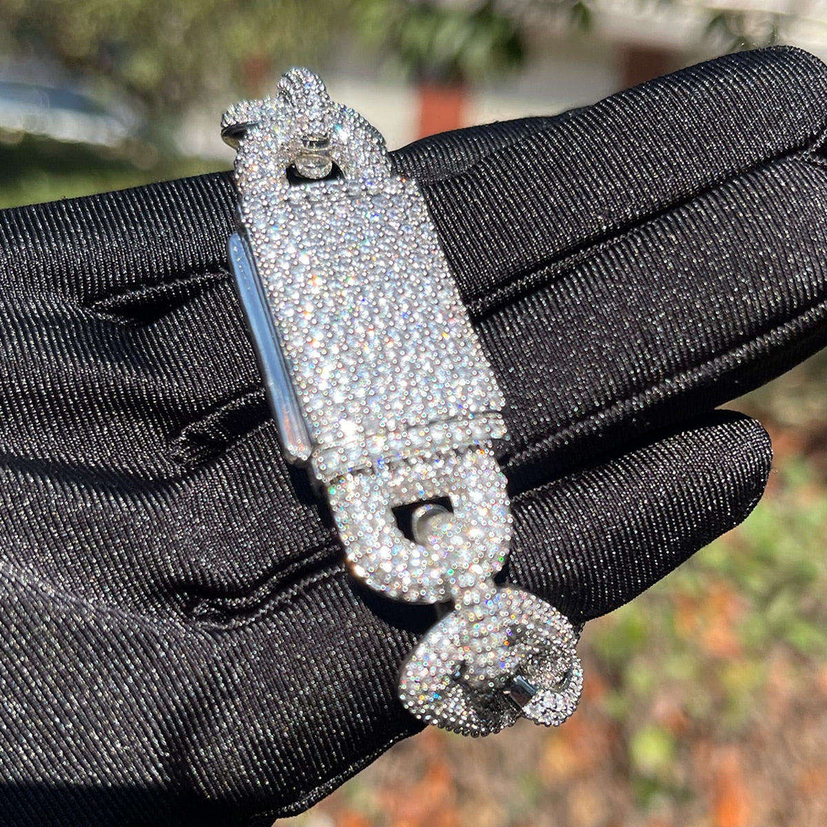 15MM Fully Iced Micro Paved Gucci Link Bracelet in Gold/White Gold - Icedgame & Co