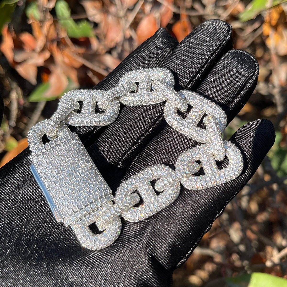 15MM Fully Iced Micro Paved Gucci Link Bracelet in Gold/White Gold - Icedgame & Co