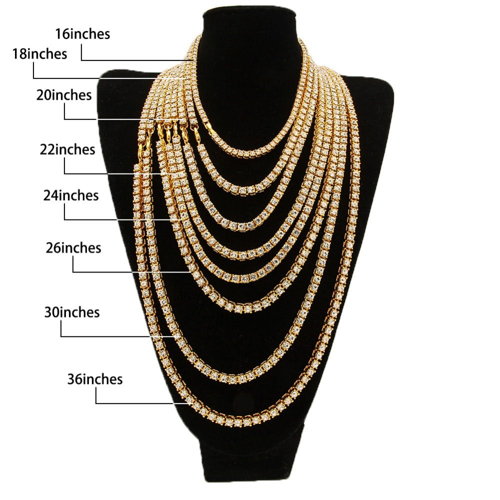 Hot 5mm Tennis Chain AAA CZ + FREE Bracelet in Gold/Silver