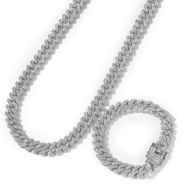 12MM S-Link Miami Cuban Necklace + FREE Bracelet bundle