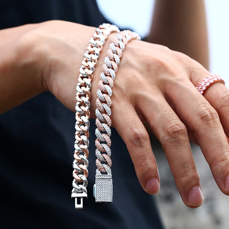 10mm Cuban Link Chain in Gold/Two Tone Rose Gold/White Gold - 18 inches