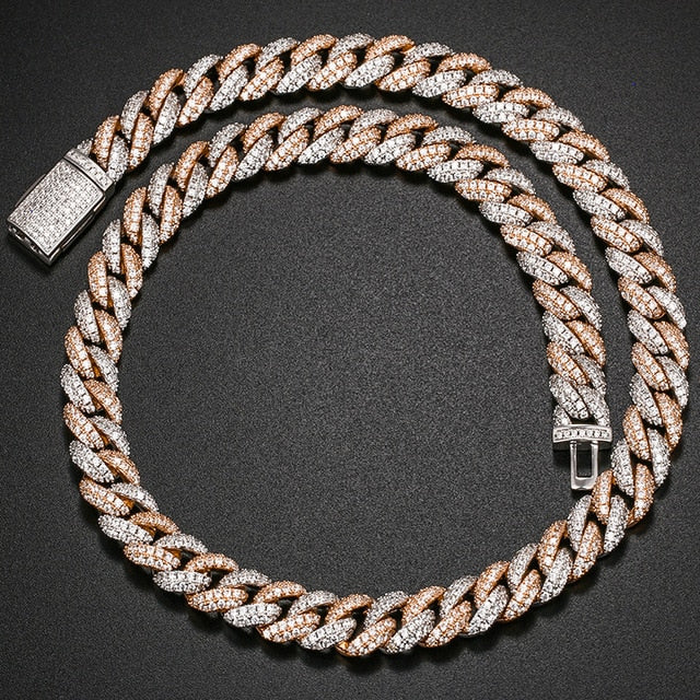10mm Cuban Link Chain in Gold/Two Tone Rose Gold/White Gold - 18 inches
