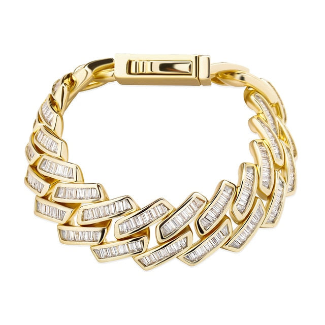 18mm Baguette Prong Cuban Link Bracelet