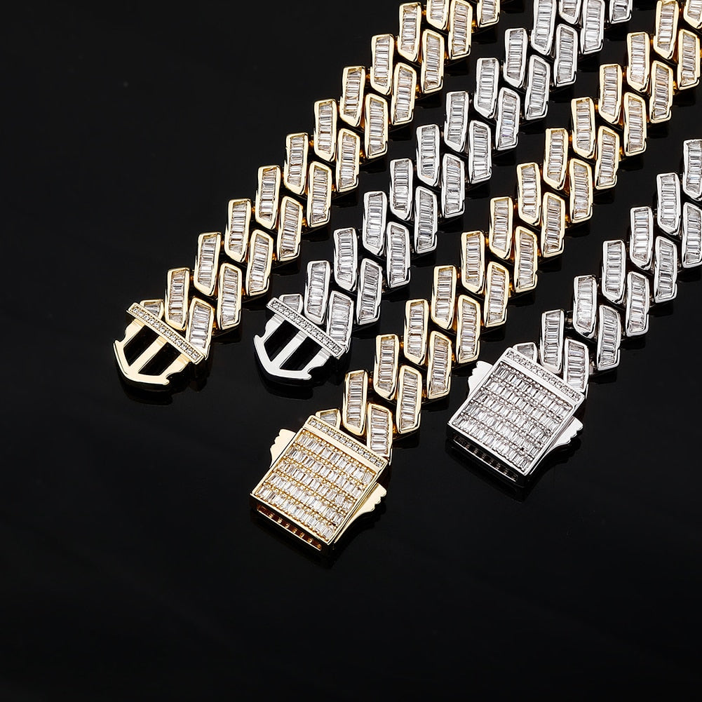 18mm Baguette Prong Cuban Link Necklace