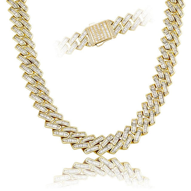 18mm Baguette Prong Cuban Link Necklace