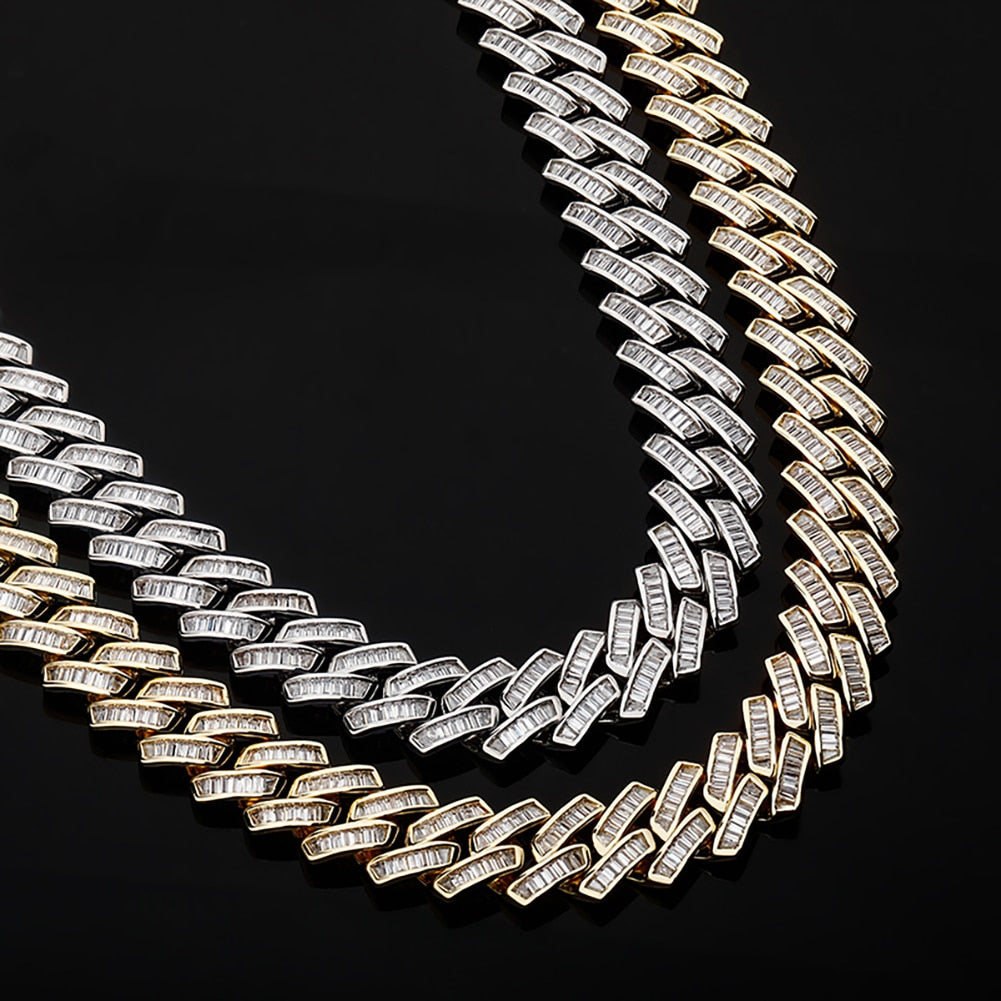 18mm Baguette Prong Cuban Link Necklace