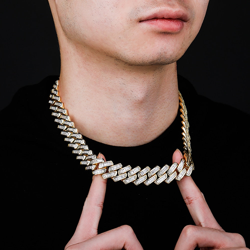 18mm Baguette Prong Cuban Link Necklace