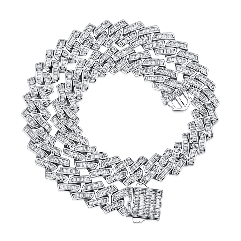 18mm Baguette Prong Cuban Link Necklace