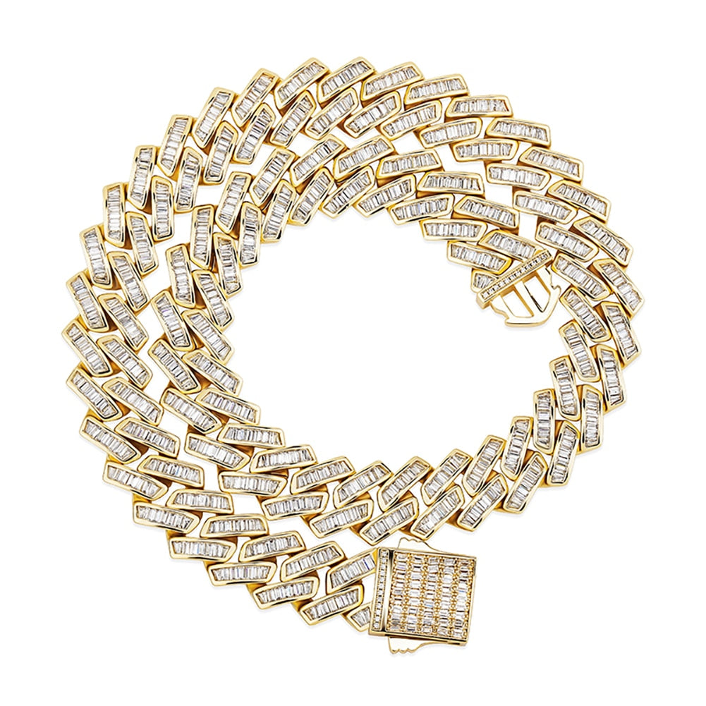 18mm Baguette Prong Cuban Link Necklace