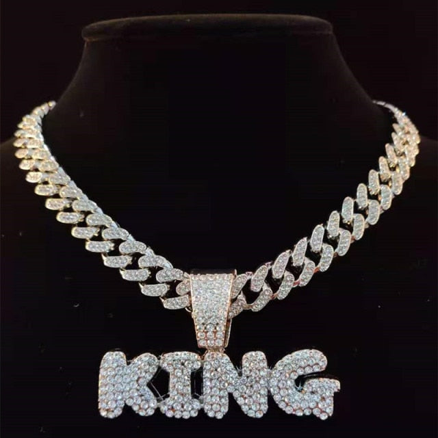 Hip Hop KING Pendant Necklace Set