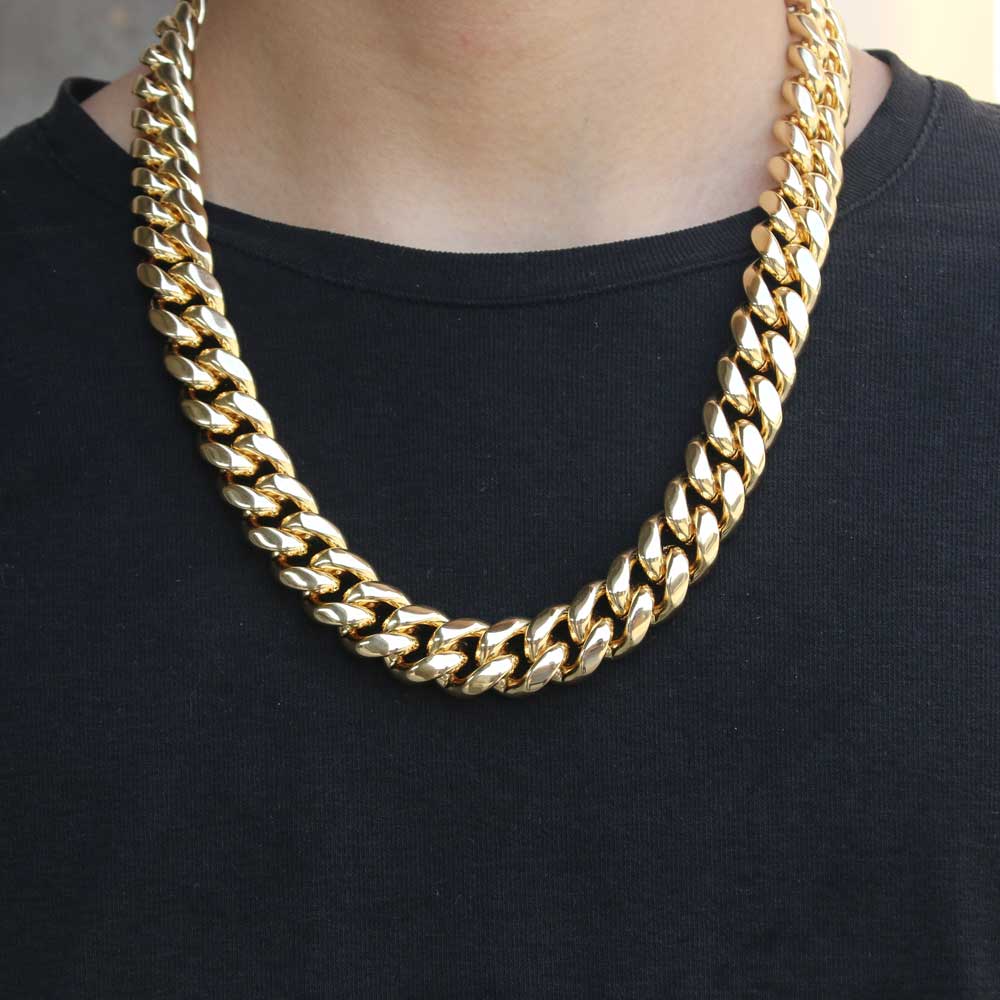 Miami Cuban Link Chain Necklace in Yellow Gold