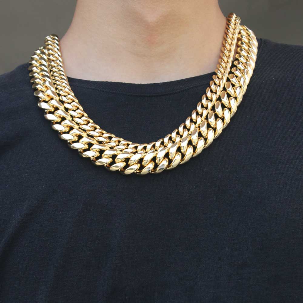 Miami Cuban Link Chain Necklace in Yellow Gold