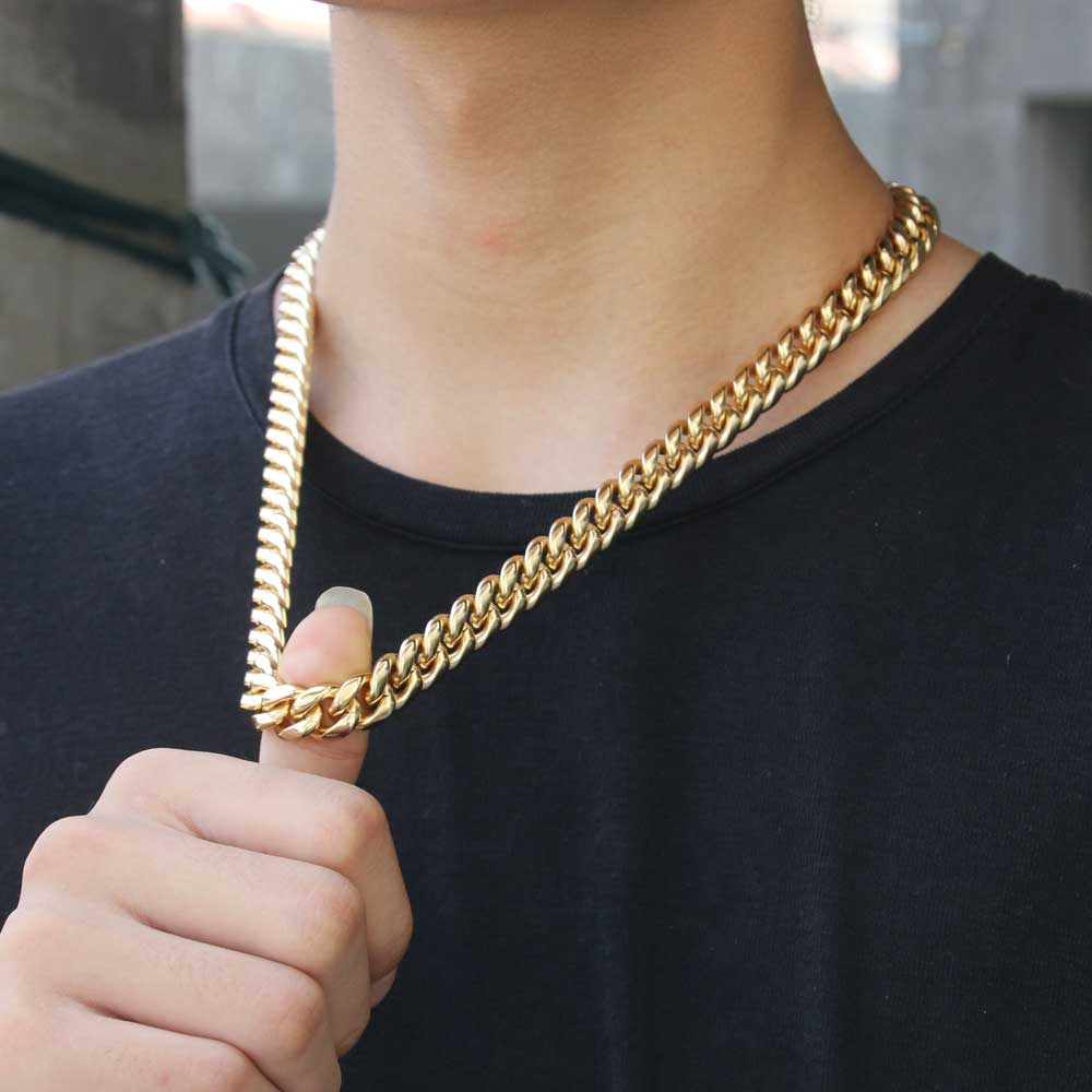 Miami Cuban Link Chain Necklace in Yellow Gold