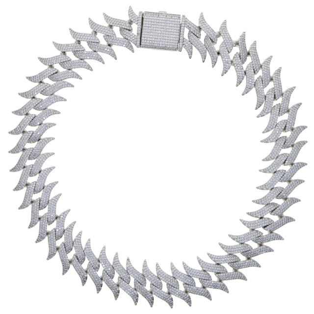 30mm Spiked Cuban Chain in Gold / White Gold