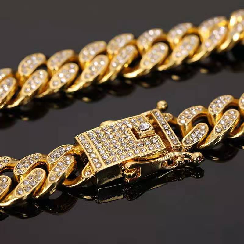 GOLD/SILVER 20MM ICED CUBAN LINK CHAIN NECKLACE/BRACELET + FREE WATCH BUNDLE