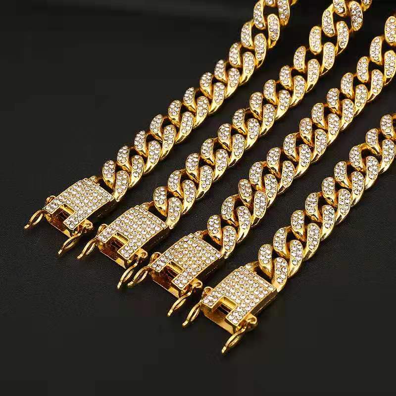 GOLD/SILVER 20MM ICED CUBAN LINK CHAIN NECKLACE/BRACELET + FREE WATCH BUNDLE