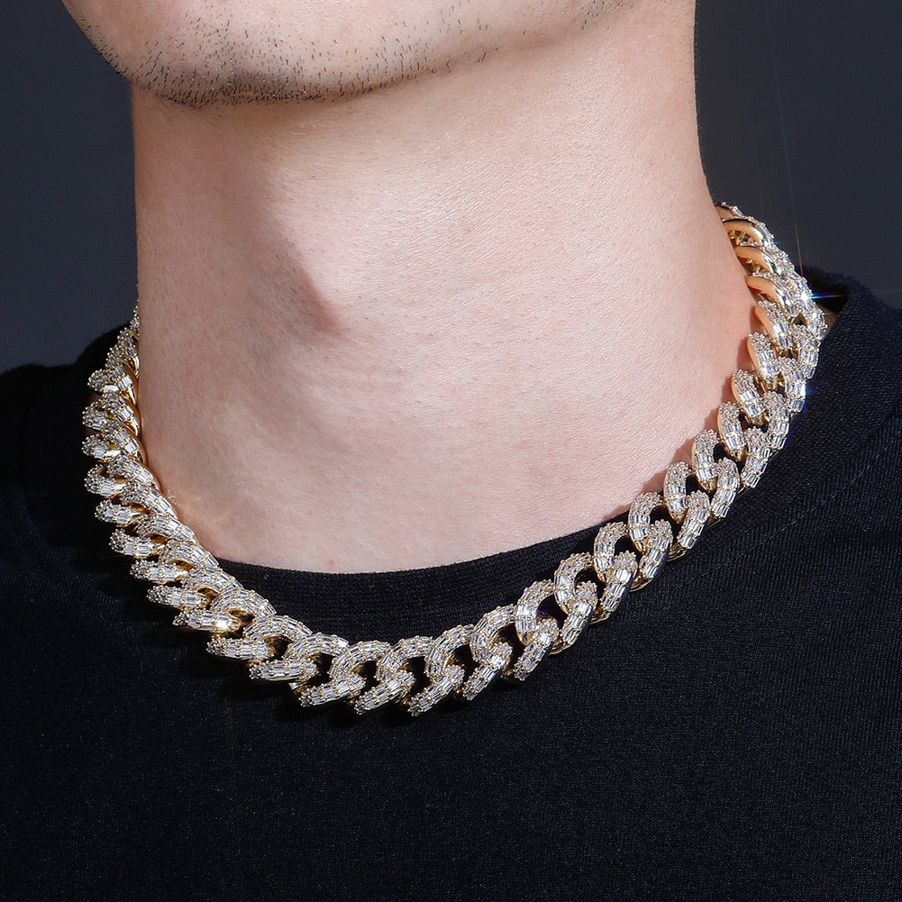 16mm Miami Baguette Cuban Chain Necklace