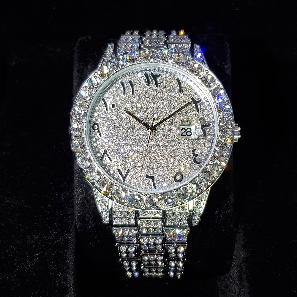 Icey arabic iced out watch - White Gold