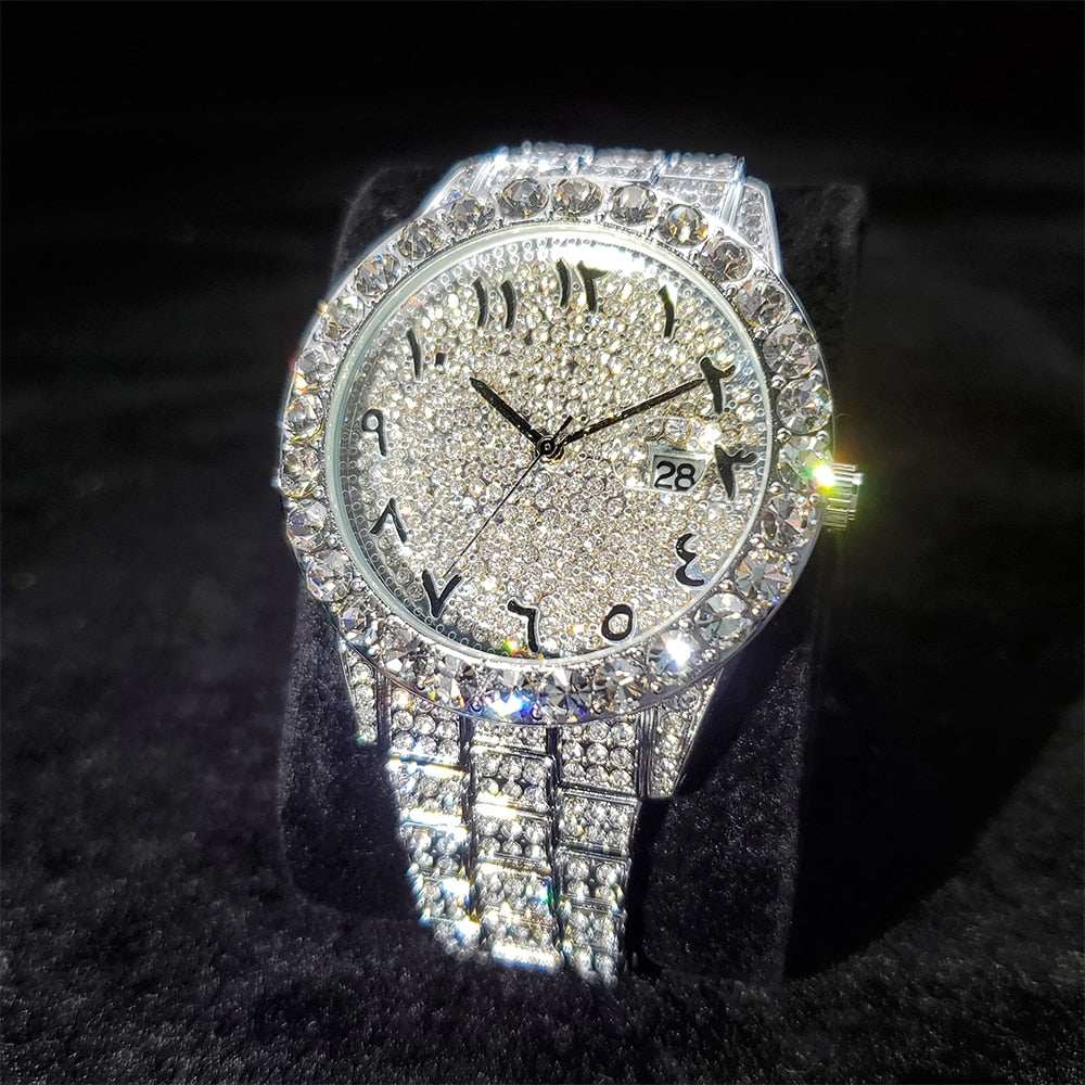 Icey arabic iced out watch - White Gold