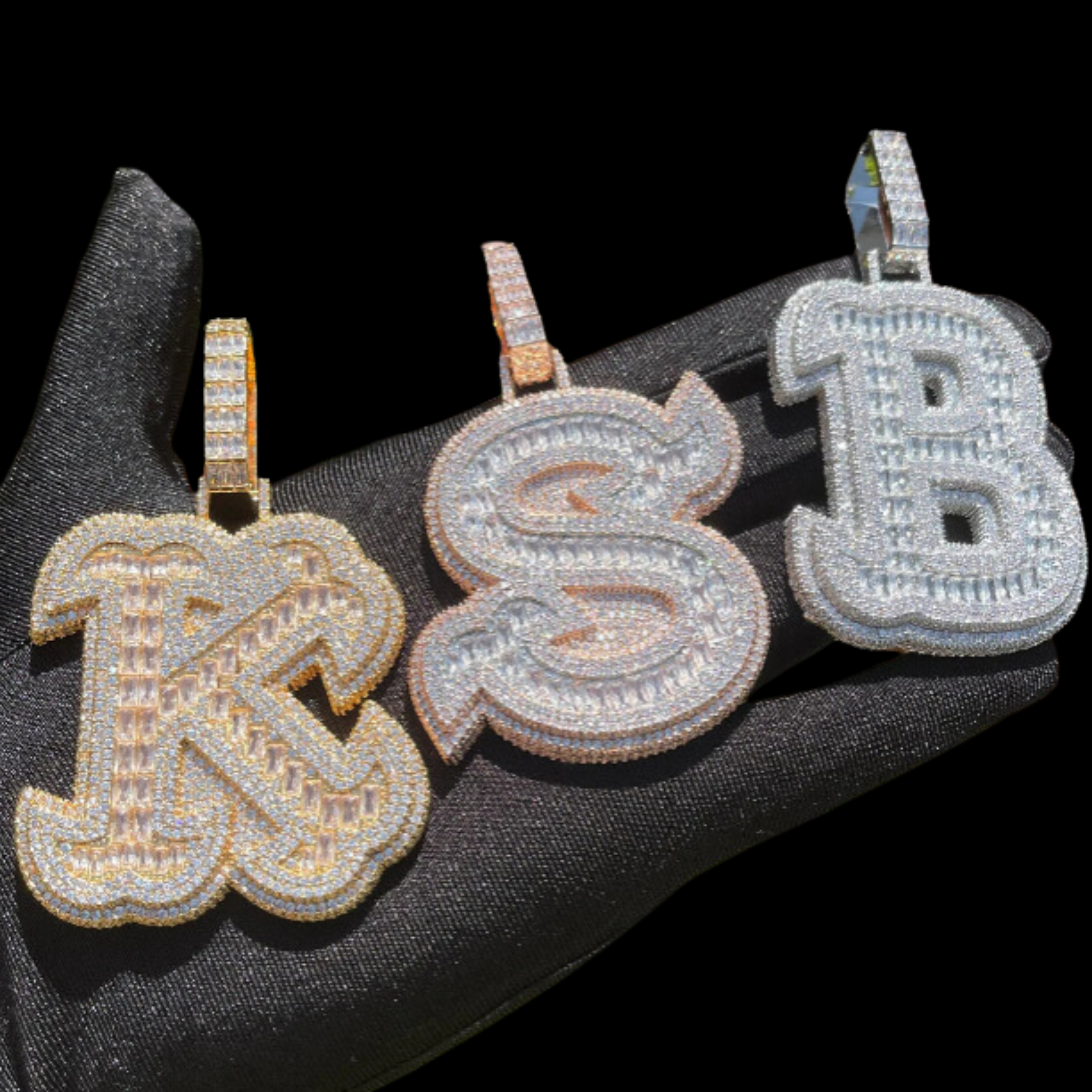 Palm Baguette Custom Initial A-Z Alphabet Pendant - Icedgame & Co