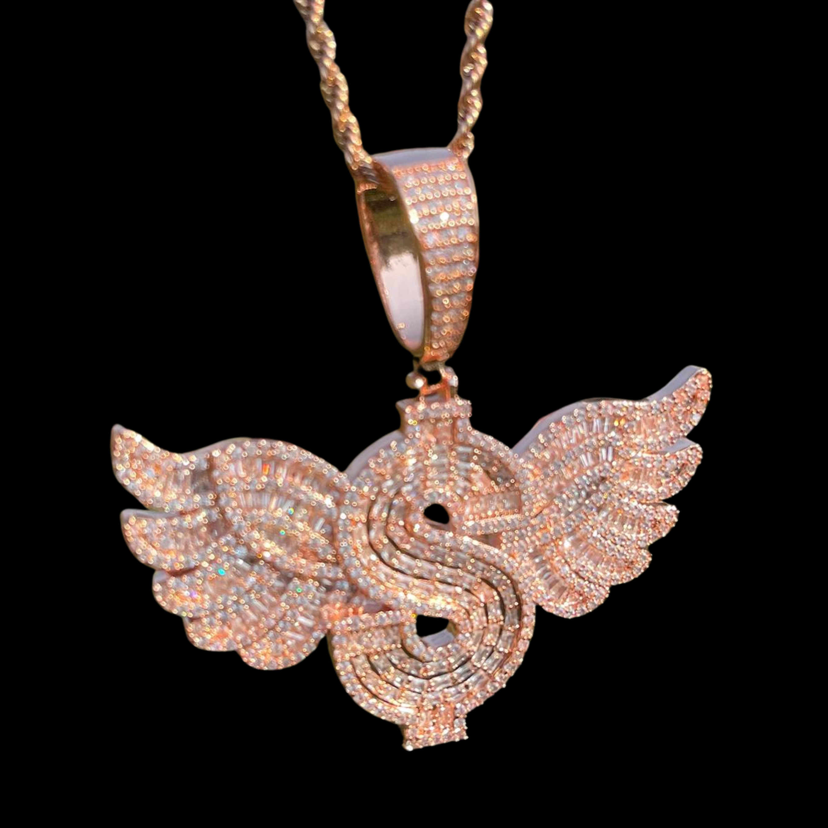 Dollar Sign Wings Diamond Pendant