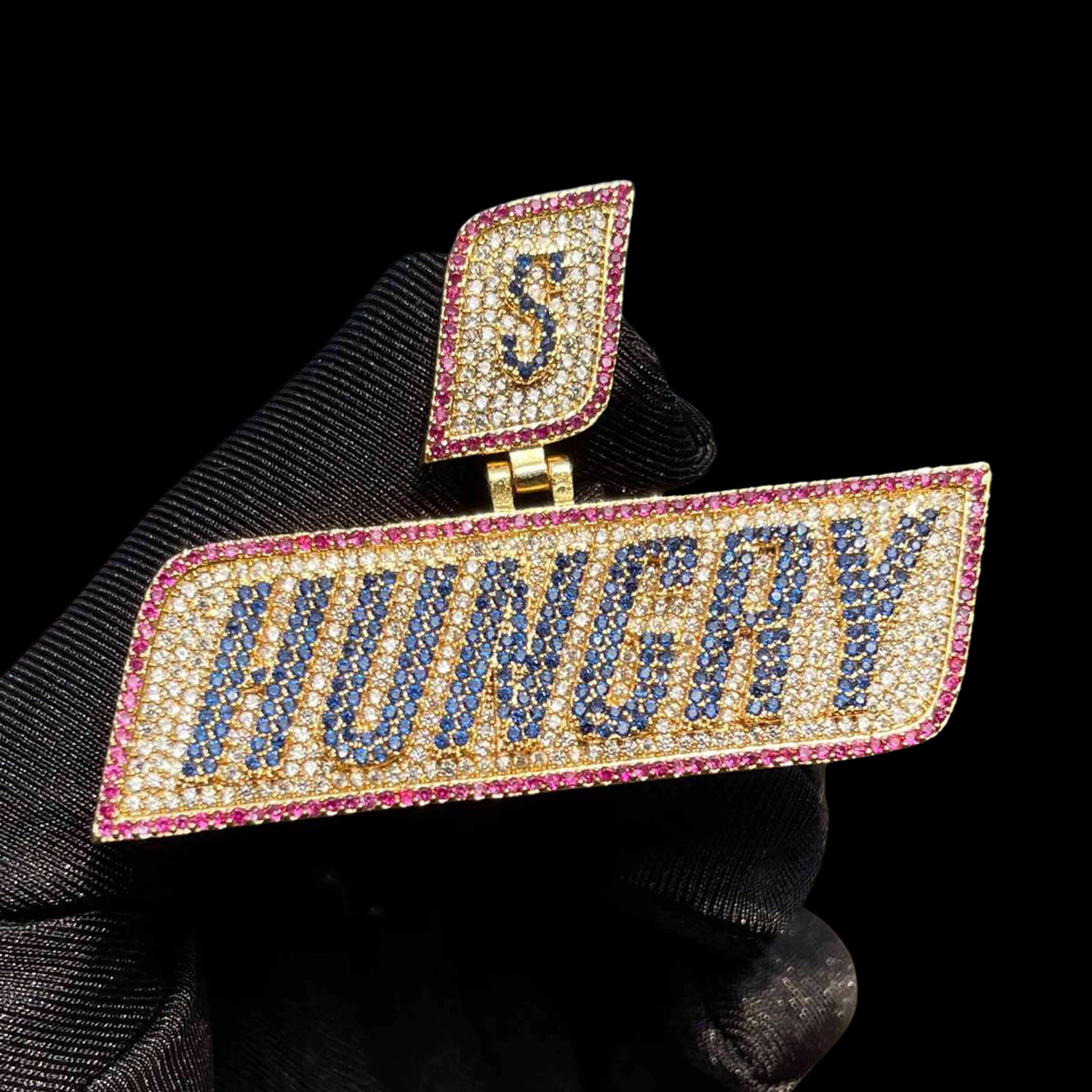 Iced Out "Hungry" Letter Diamond Pendant