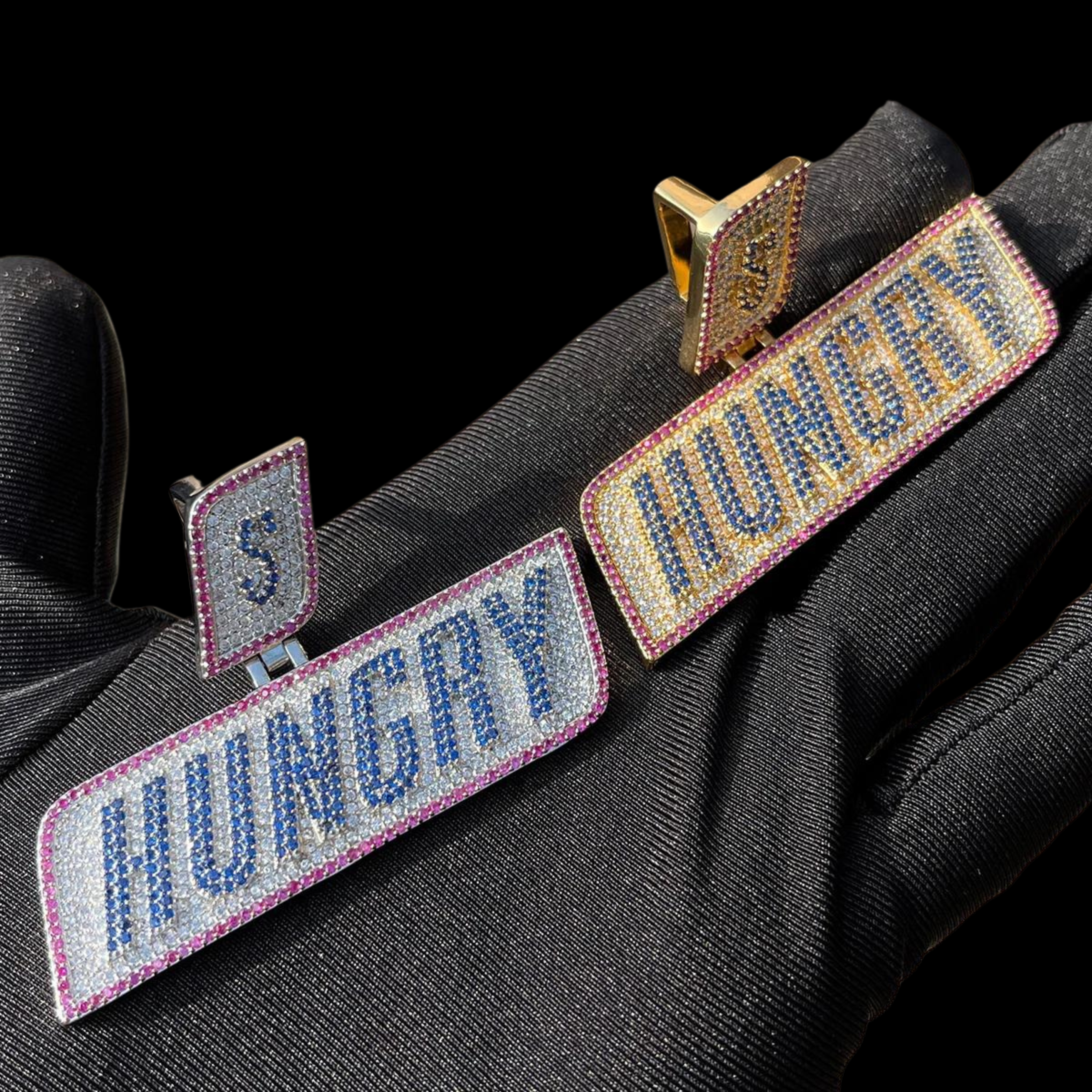 Iced Out "Hungry" Letter Diamond Pendant