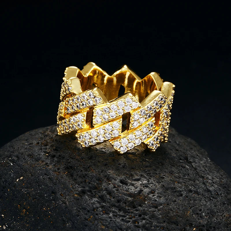 S925 Moissanite Diamond Prong Cuban Ring