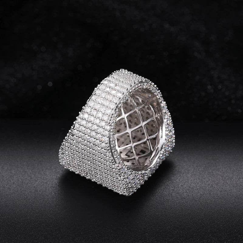 S925 Fully Moissanite Micro Pave Square Ring